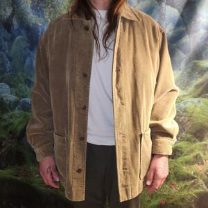 VINTAGE Corduroy Chore Jacket by Rainforest size LARGE Mens Yellow Green Grunge